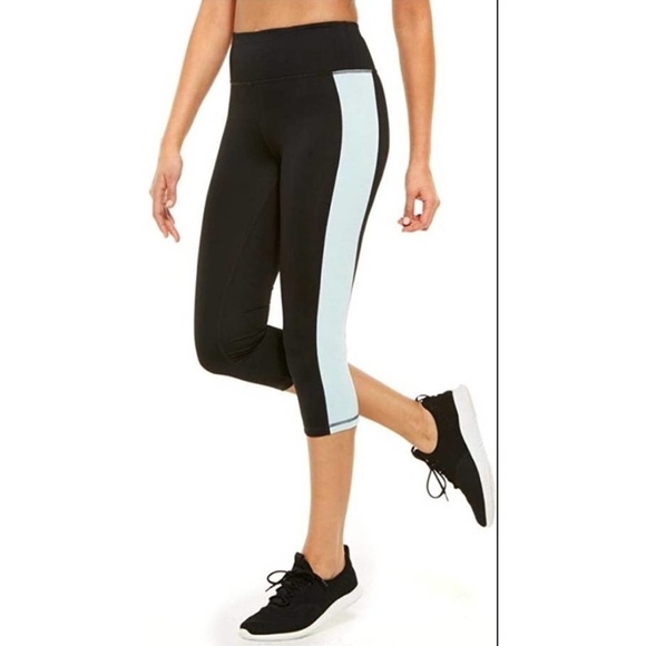 Ideology Women's Colorblocked Cropped Leggings | Noir Sun Aqua | NEW/NWT!!🩵🖤👟 - Picture 1 of 11
